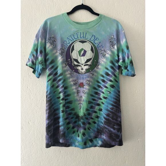 Vintage Grateful Dead T-Shirt 1990 Velodrome Tie Dye Sz L Liquid Blue USA Made - Picture 1 of 14